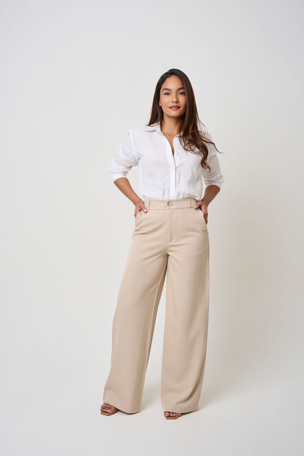 COCO TROUSER BELT LOOPS BEIGE
